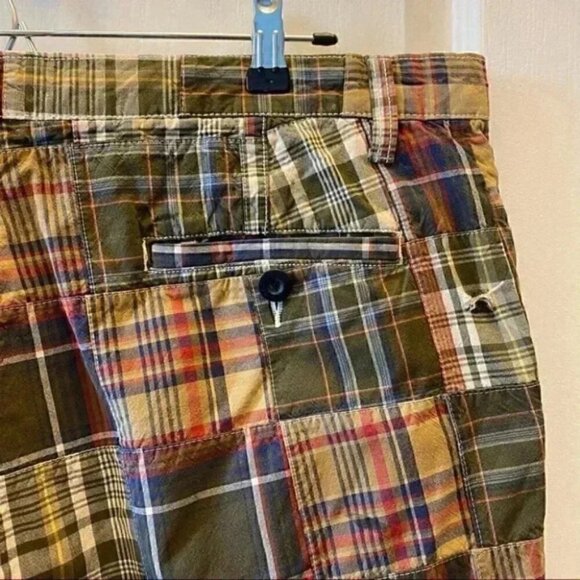 Sonoma Men’s Shorts Flat Front Chino Shorts Cotton Tan Green Blue Plaid Size 36 - Picture 7 of 16